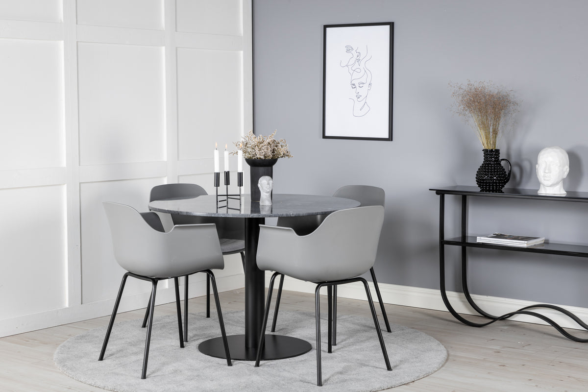Dining Chair 2-pack Grey + Round Dining Table ø106 Dark Grey