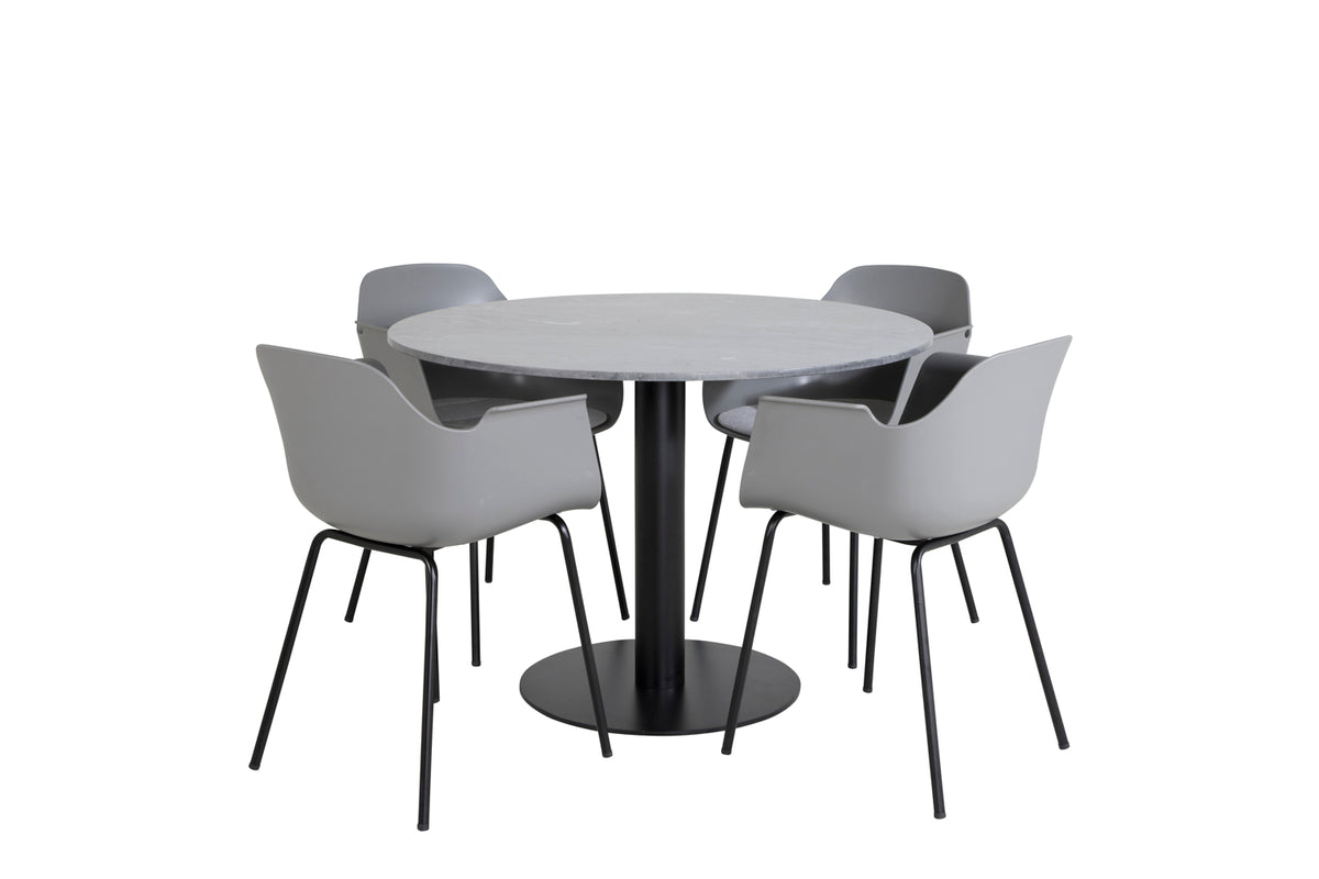 Dining Chair 2-pack Grey + Round Dining Table ø106 Dark Grey