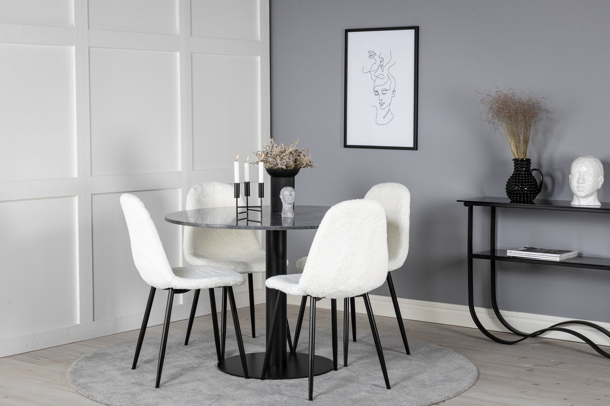 Dining Chair 2-pack White + Round Dining Table ø106 Dark Grey