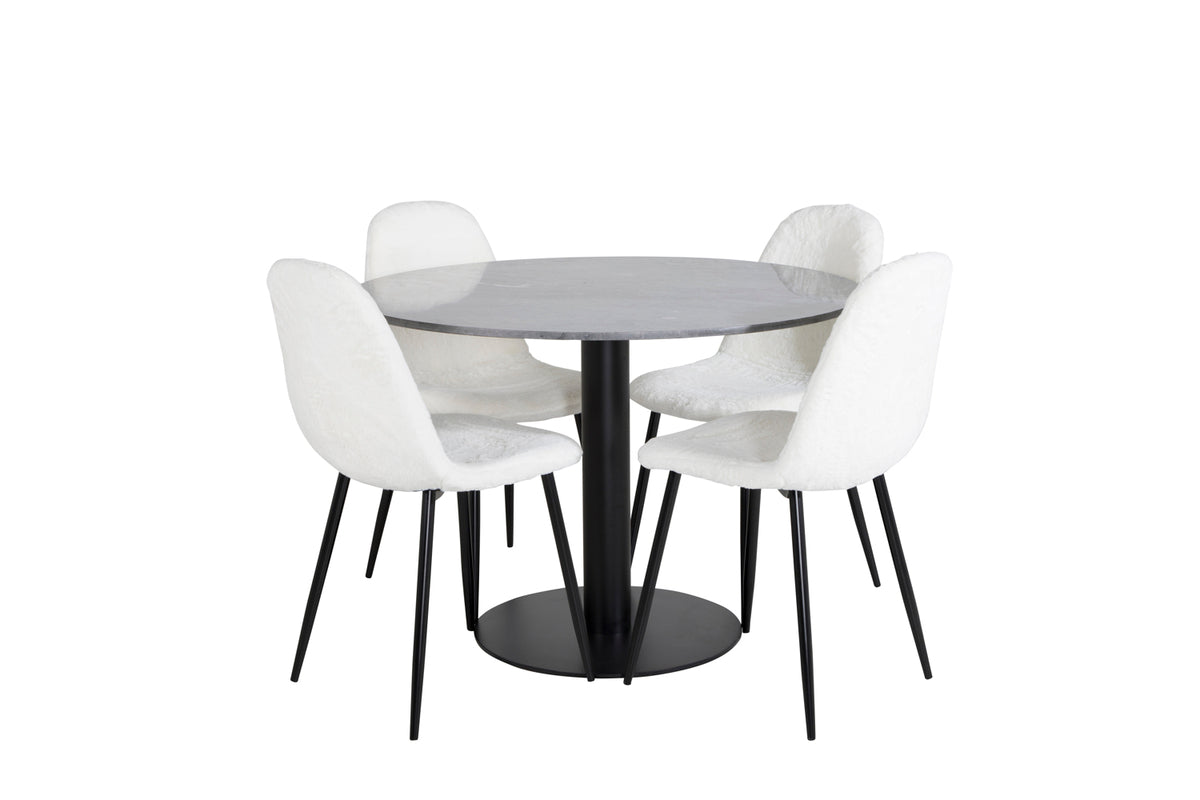 Dining Chair 2-pack White + Round Dining Table ø106 Dark Grey