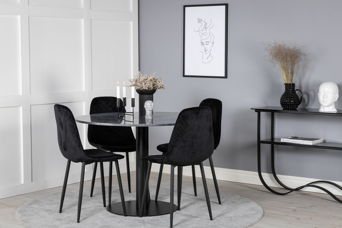 Dining Chair 2-pack Black + Round Dining Table ø106 Dark Grey
