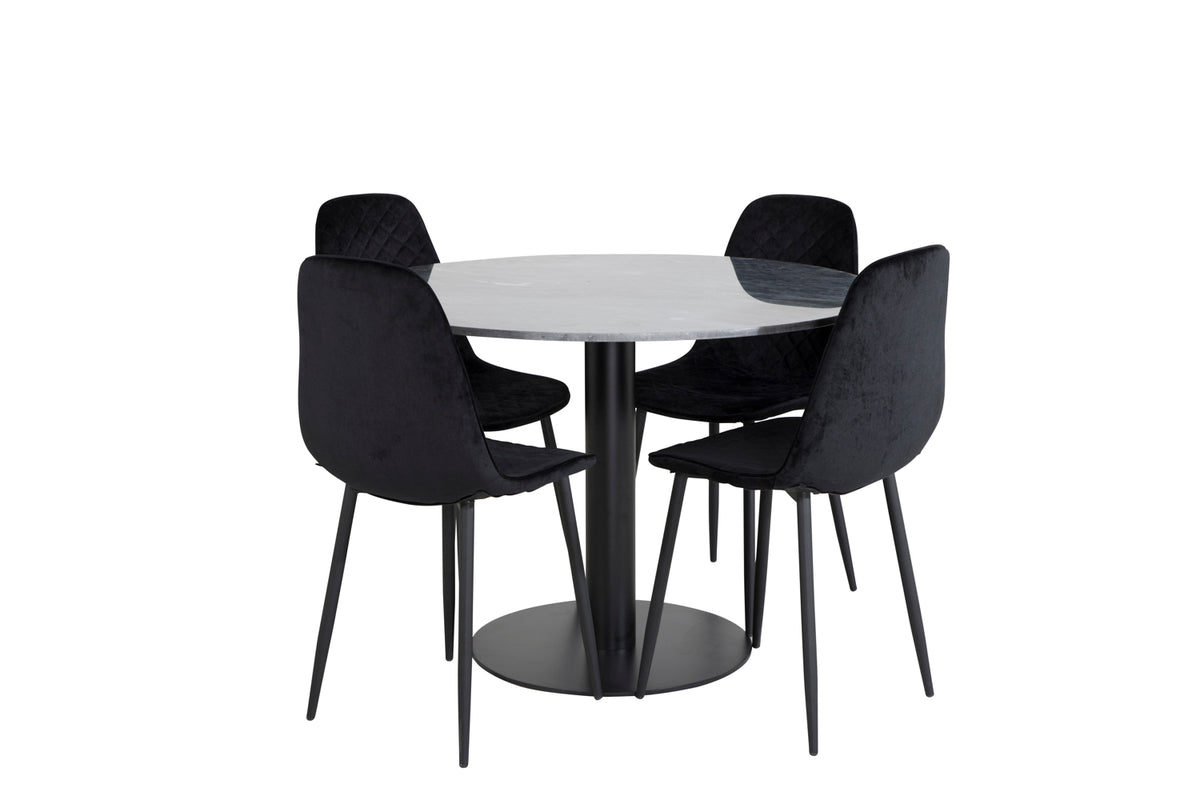 Dining Chair 2-pack Black + Round Dining Table ø106 Dark Grey