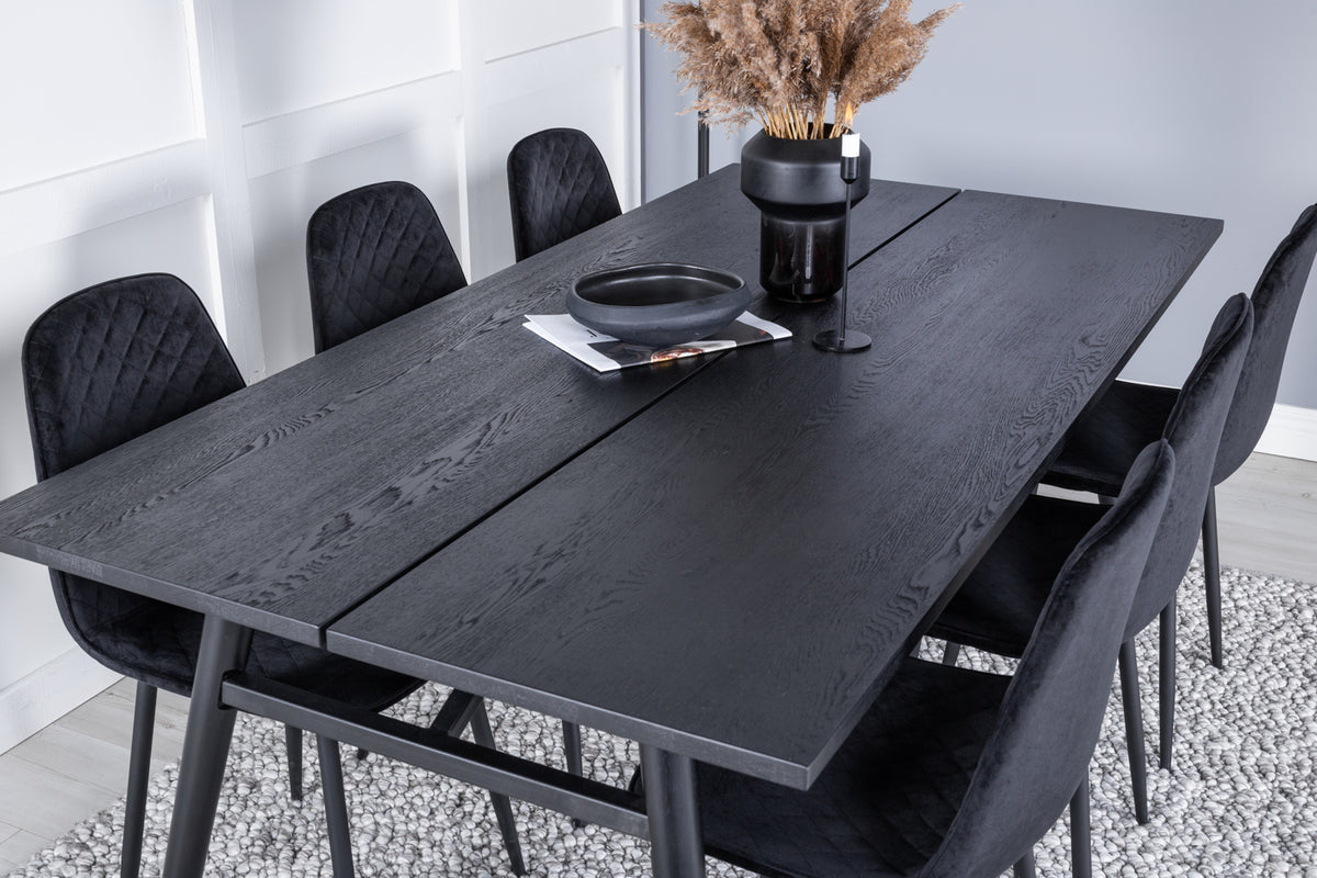 Rectangular Dining Table 75 x 195 x 95 Black + Dining Chair 2-pack Black