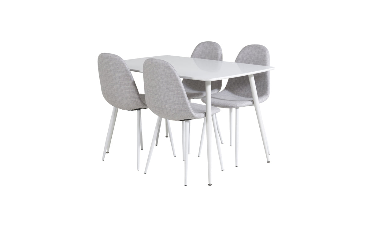 Rectangular Dining Table 75 x 120 x 80 White + Dining Chair 2-pack Grey