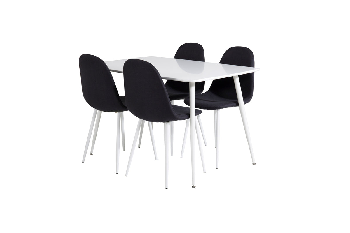 Rectangular Dining Table 75 x 120 x 80 White + Dining Chair 2-pack Black