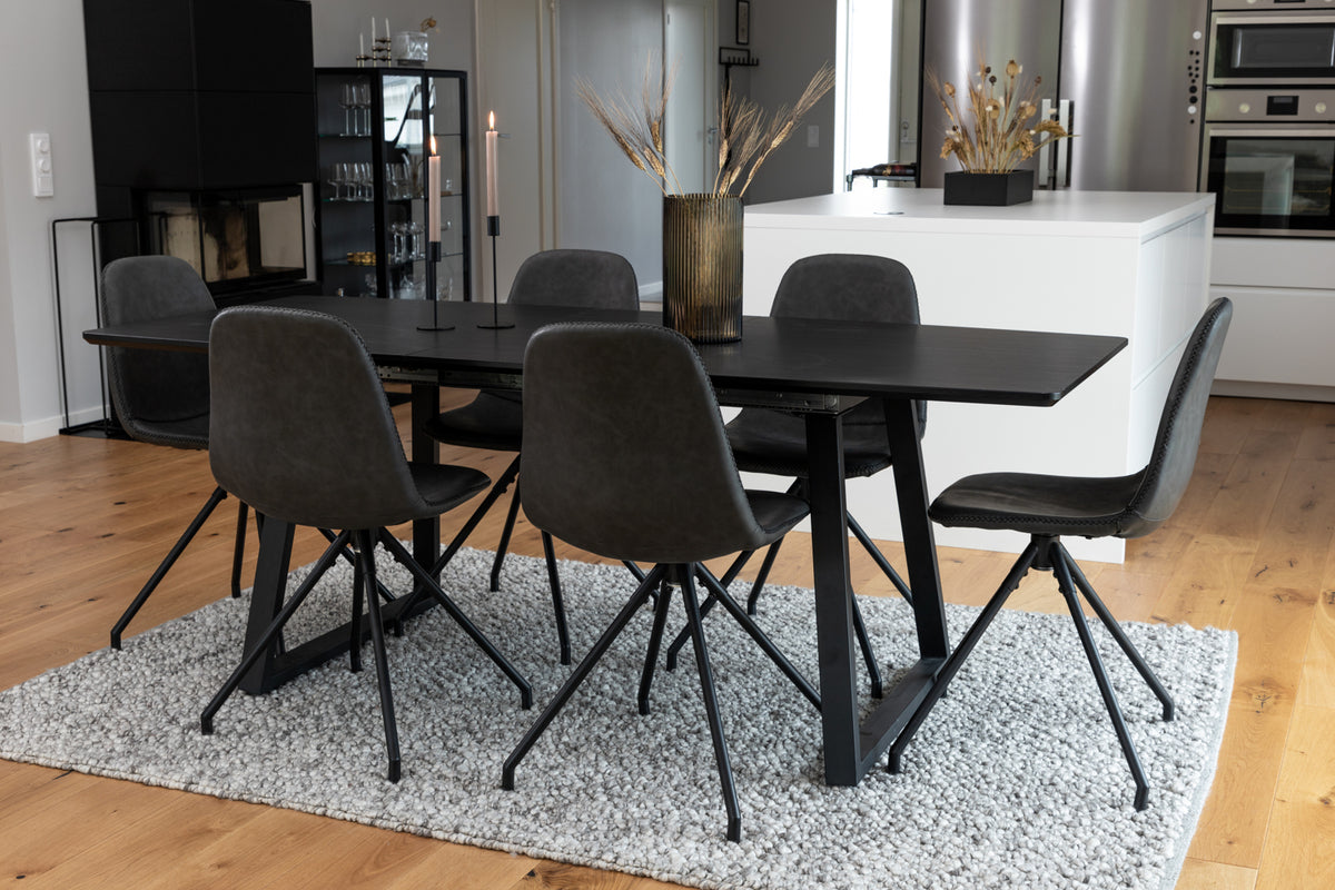 Dining Chair 2-pack Black + Rectangular Dining Table 75 x 160 x 85 Black