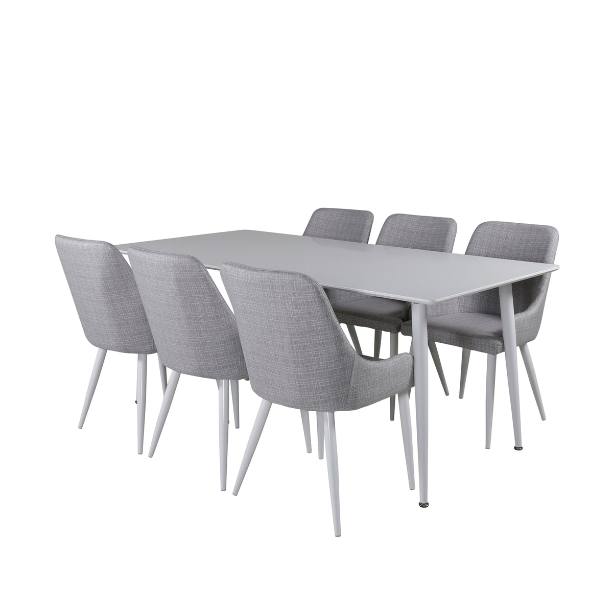 Dining Chair 2-pack Grey + Rectangular Dining Table 180 x 75 x 90 White