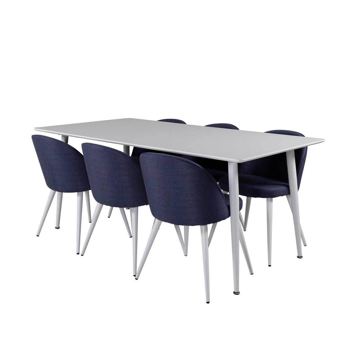 Rectangular Dining Table 180 x 75 x 90 White + Dining Chair 2-pack Blue