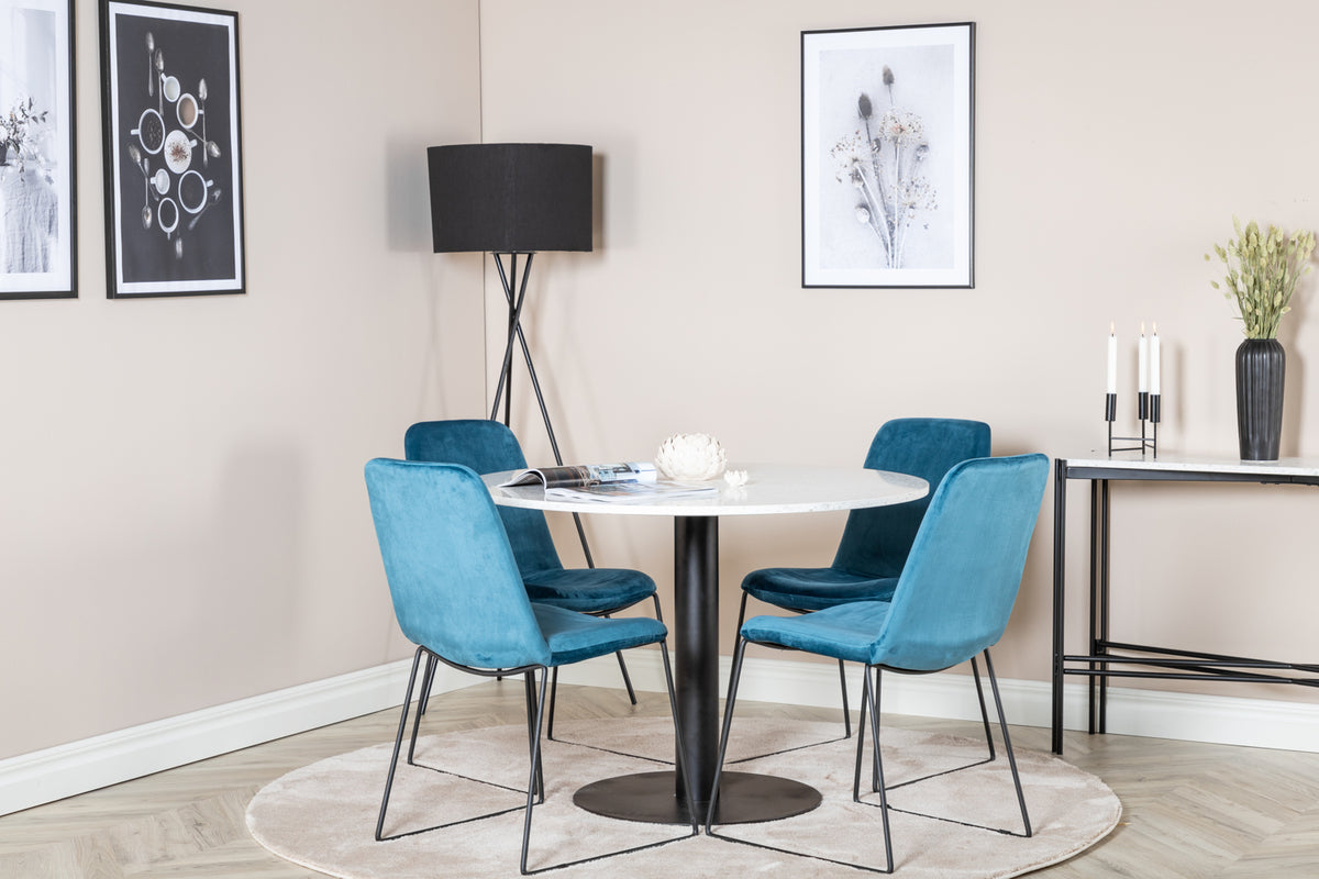 Dining Chair 2-pack Blue + Round Dining Table ø106 White