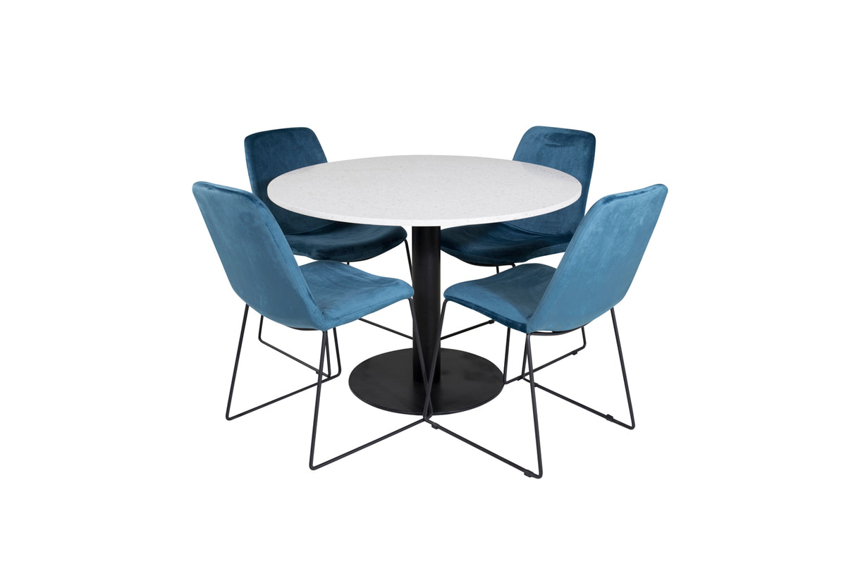 Dining Chair 2-pack Blue + Round Dining Table ø106 White