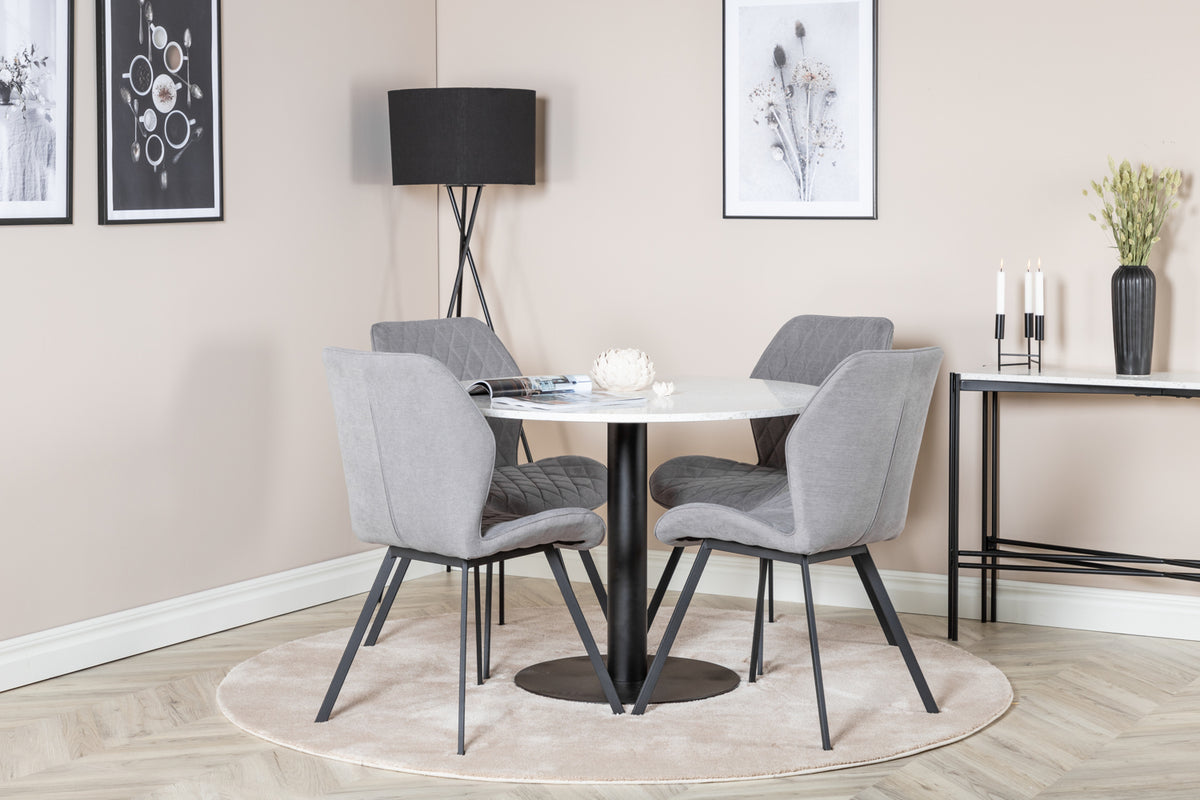 Dining Chair 2-pack Grey + Round Dining Table ø106 White