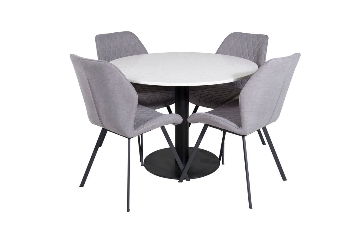 Dining Chair 2-pack Grey + Round Dining Table ø106 White