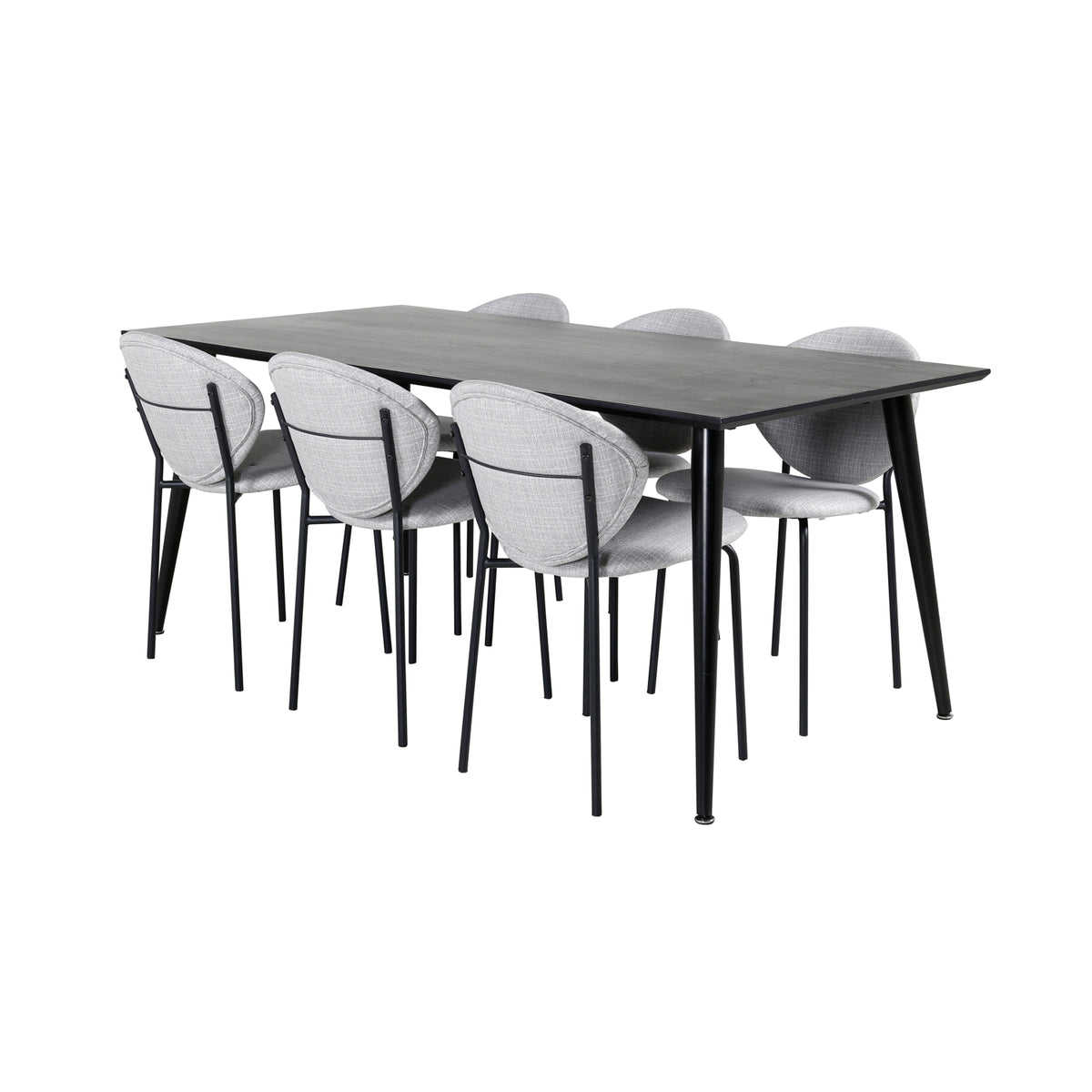 Dining Chair 2-pack Grey + Rectangular Dining Table 180 x 75 x 90 Black