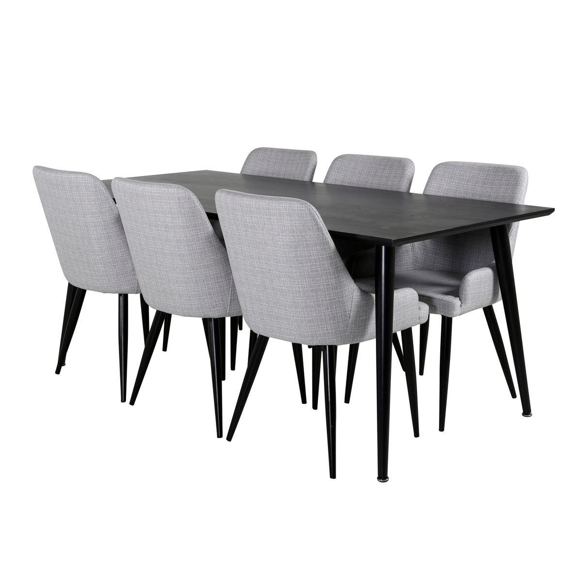 Dining Chair 2-pack Grey + Rectangular Dining Table 180 x 75 x 90 Black