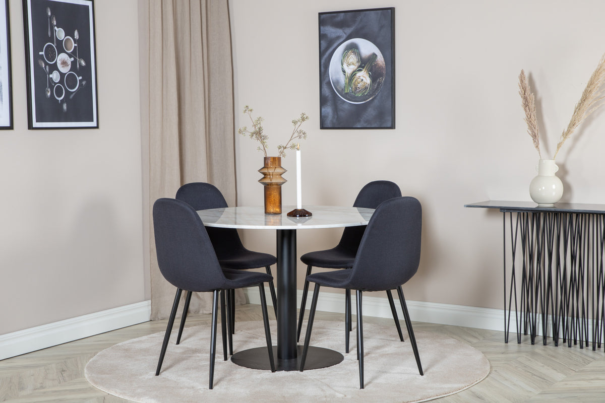 Dining Chair 2-pack Black + Round Dining Table ø106 White