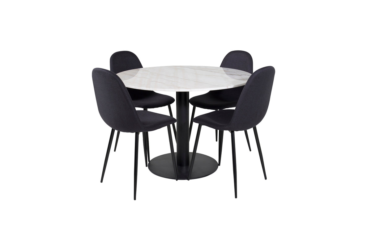 Dining Chair 2-pack Black + Round Dining Table ø106 White