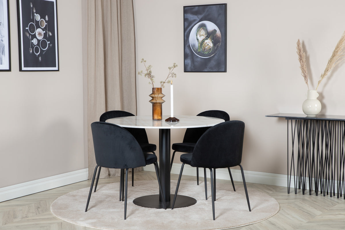 Dining Chair 2-pack Black + Round Dining Table ø106 White