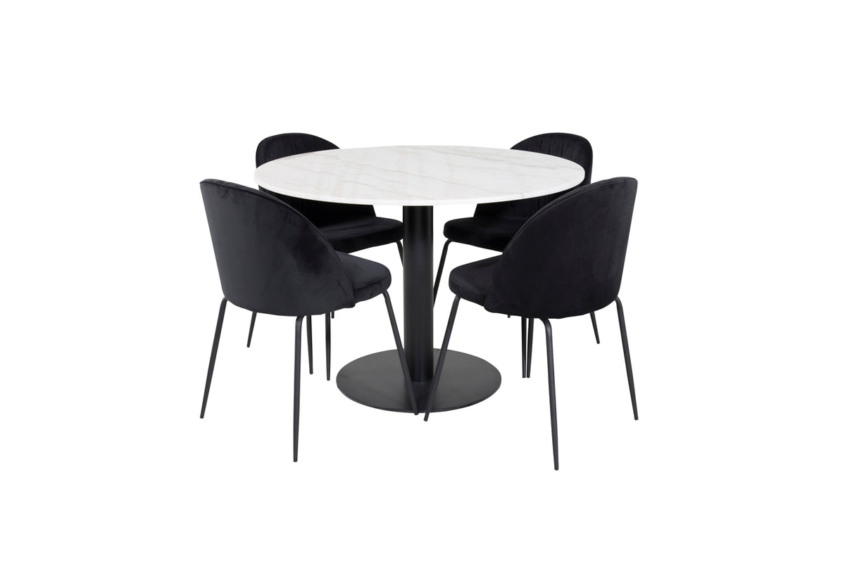 Dining Chair 2-pack Black + Round Dining Table ø106 White