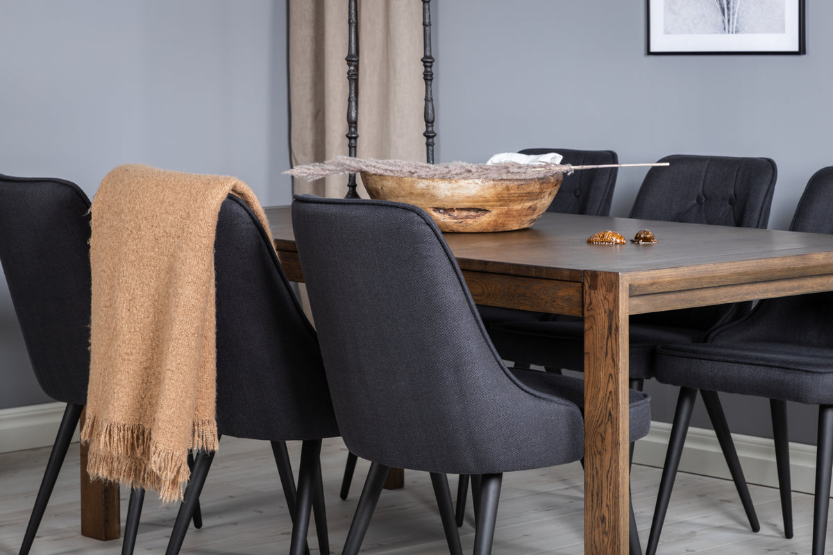 Rectangular Dining Table 75 x 170 x 95 Nature + Dining Chair 2-pack Black