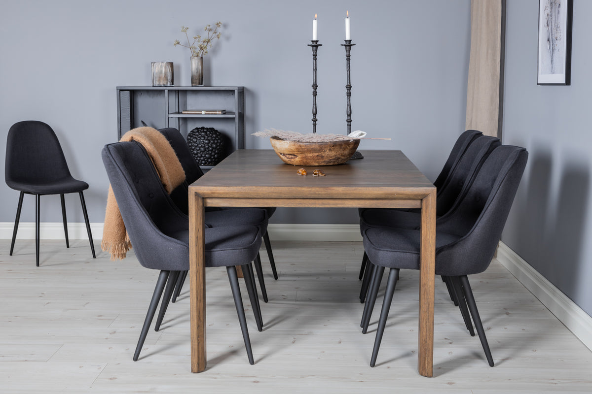 Rectangular Dining Table 75 x 170 x 95 Nature + Dining Chair 2-pack Black