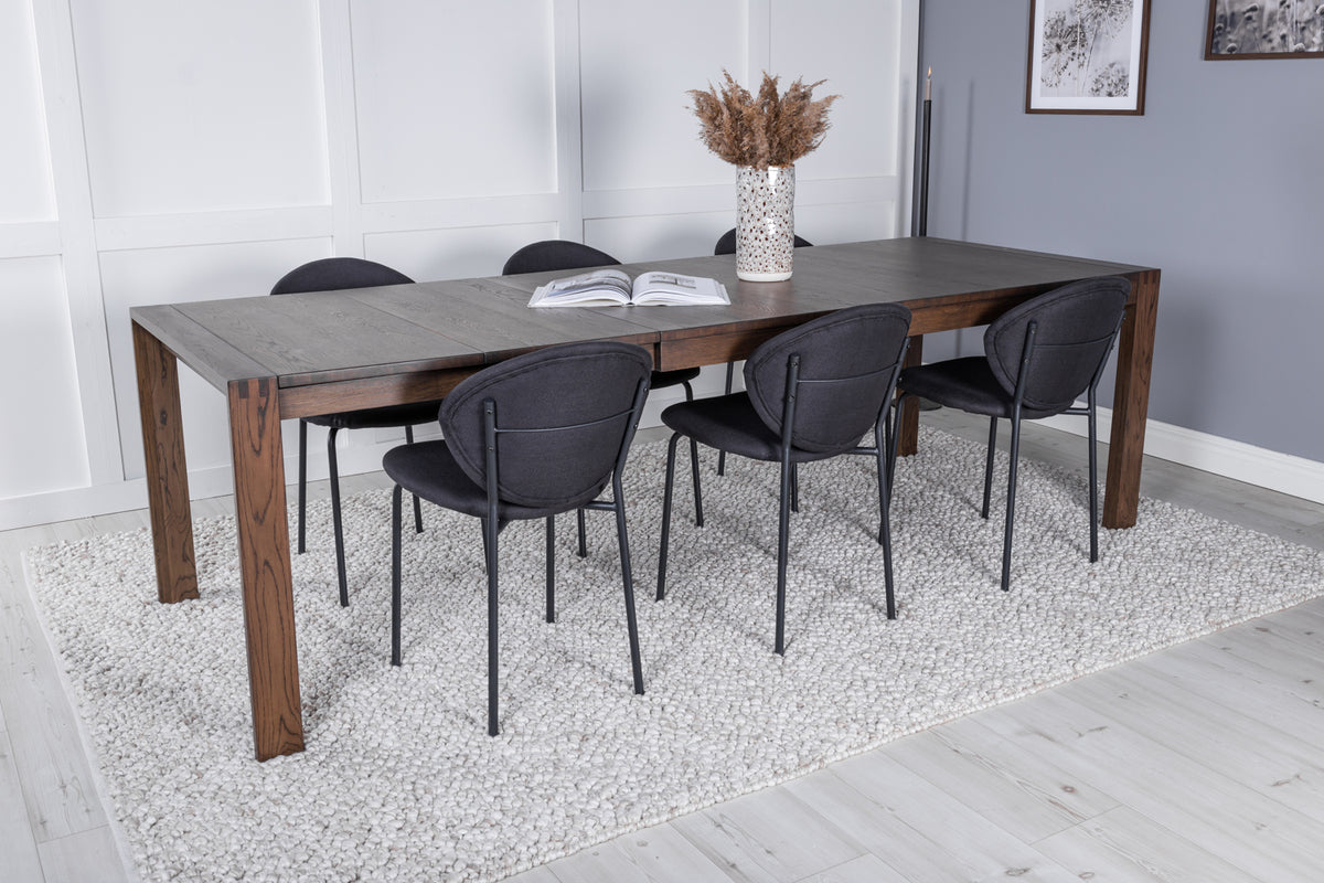 Rectangular Dining Table 75 x 170 x 95 Nature + Dining Chair 2-pack Black