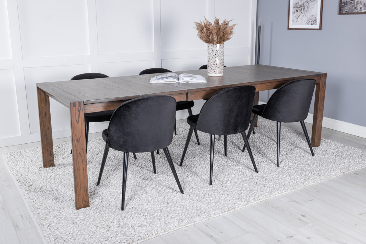Rectangular Dining Table 75 x 170 x 95 Nature + Dining Chair 2-pack Black
