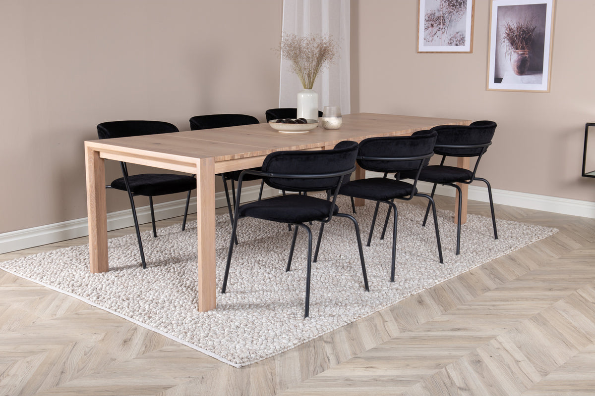 Rectangular Dining Table 75 x 170 x 95 Nature + Dining Chair 2-pack Black