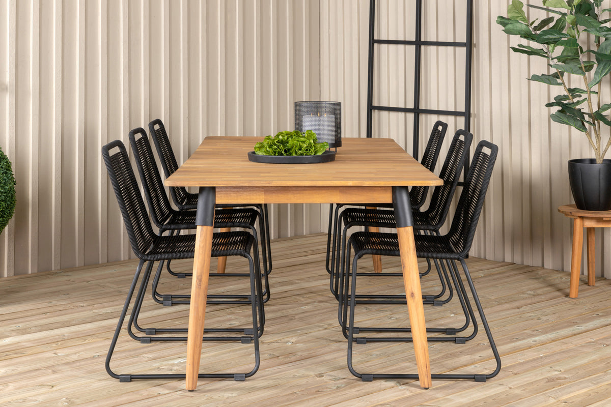 Rectangular Dining Table 75 x 210 x 100 Nature + Dining Chair 2-pack Black