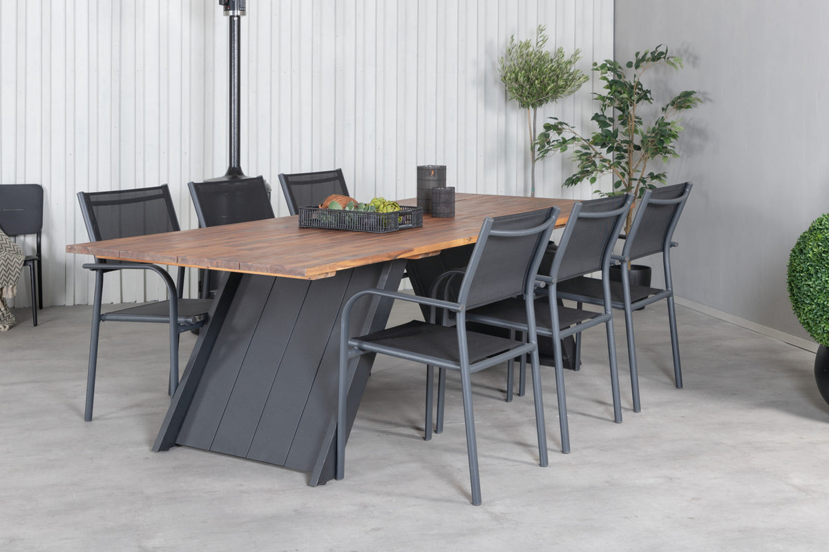 Rectangular Dining Table 250x100 Nature + Dining Chair 2-pack Black