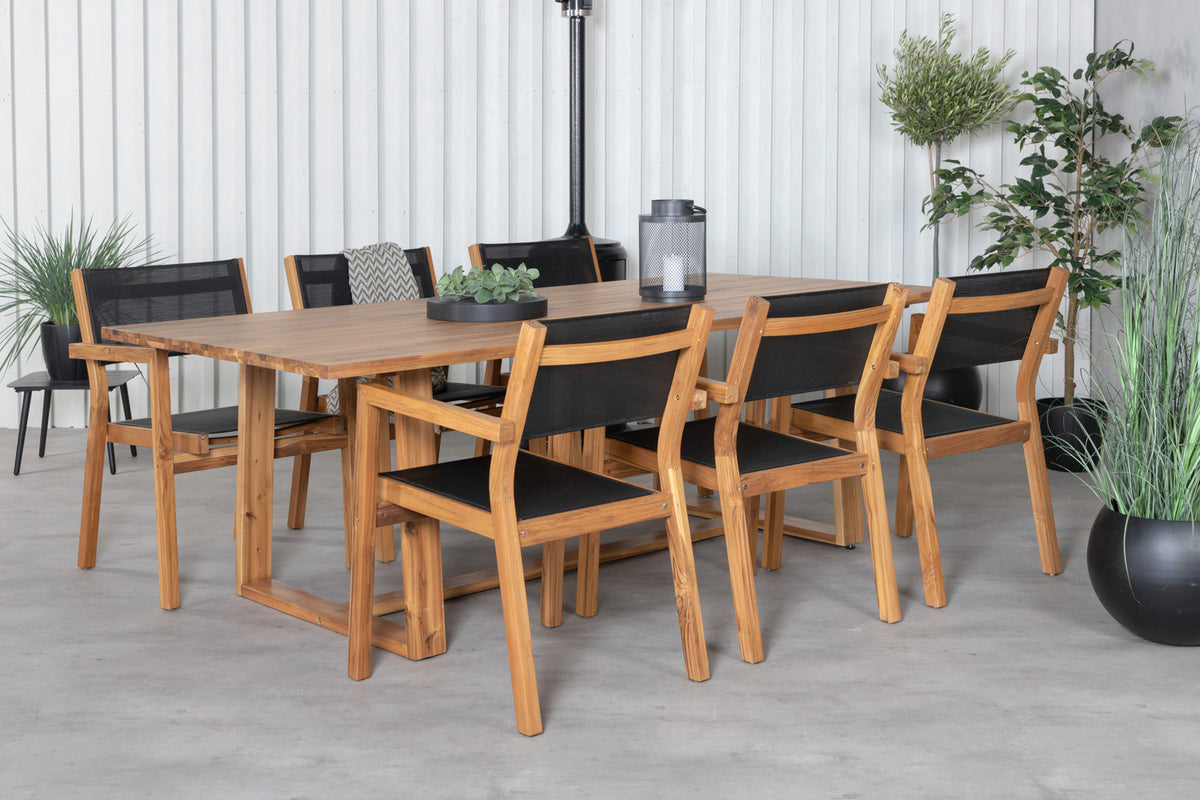 Dining Chair 2-pack Nature + Rectangular Dining Table 75 x 220 x 100 Nature