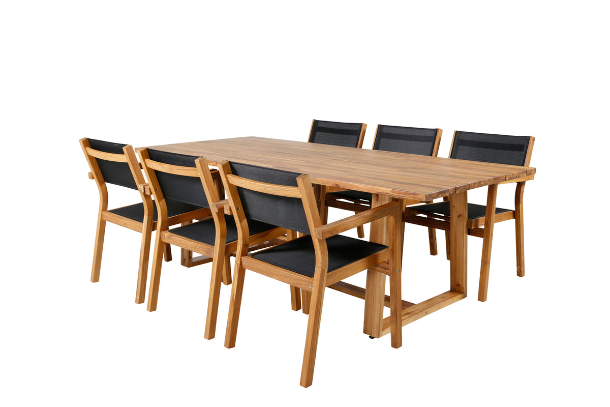 Dining Chair 2-pack Nature + Rectangular Dining Table 75 x 220 x 100 Nature