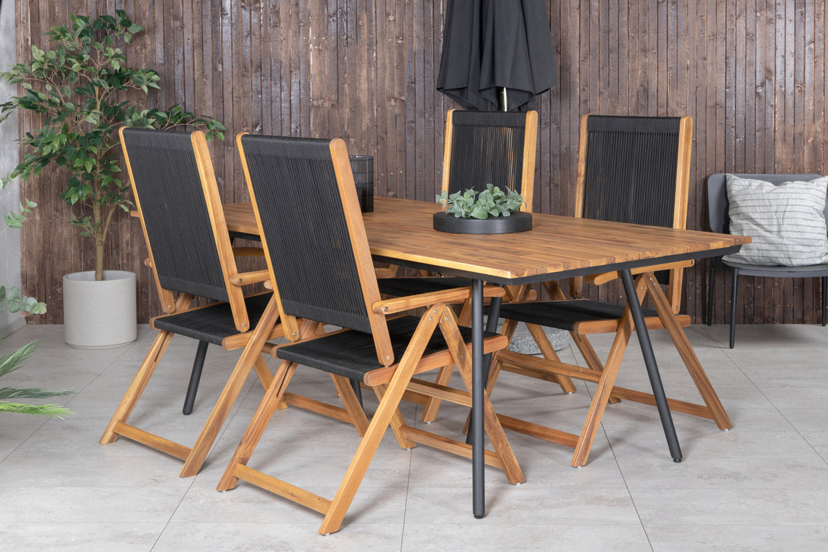 Dining Chair 2-pack Black + Rectangular Dining Table 74 x 200 x 100 Nature