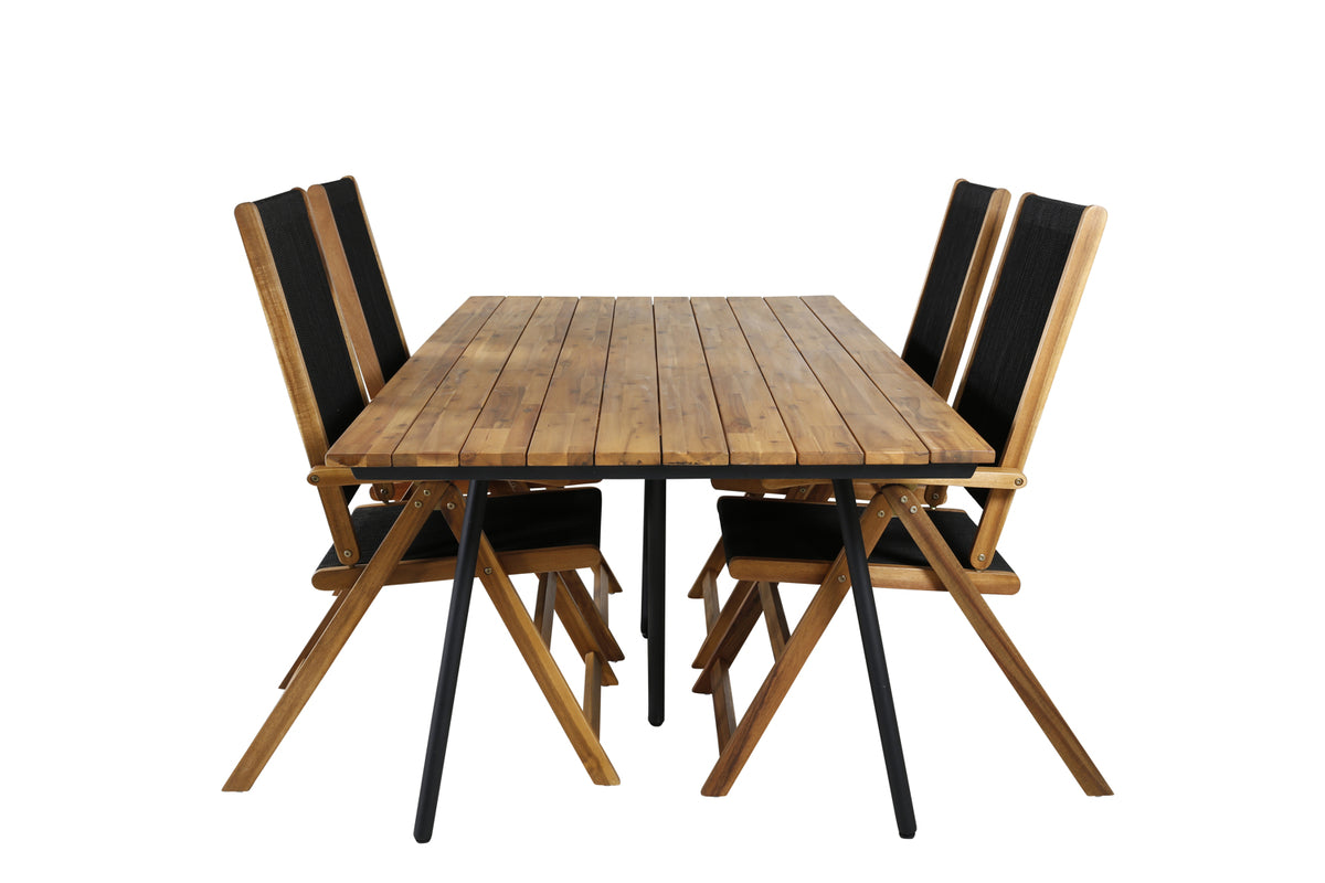 Dining Chair 2-pack Black + Rectangular Dining Table 74 x 200 x 100 Nature