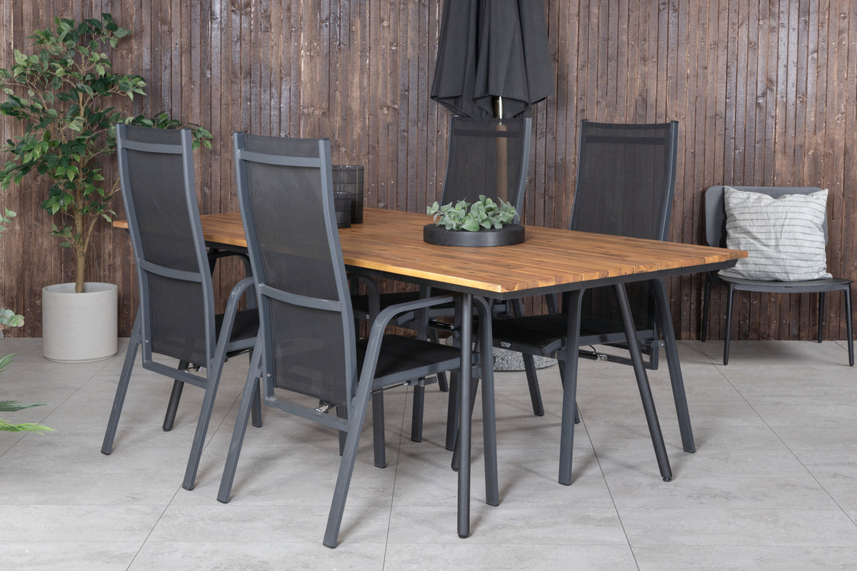 Rectangular Dining Table 74 x 200 x 100 Nature + Recliner Chair 2-pack Black