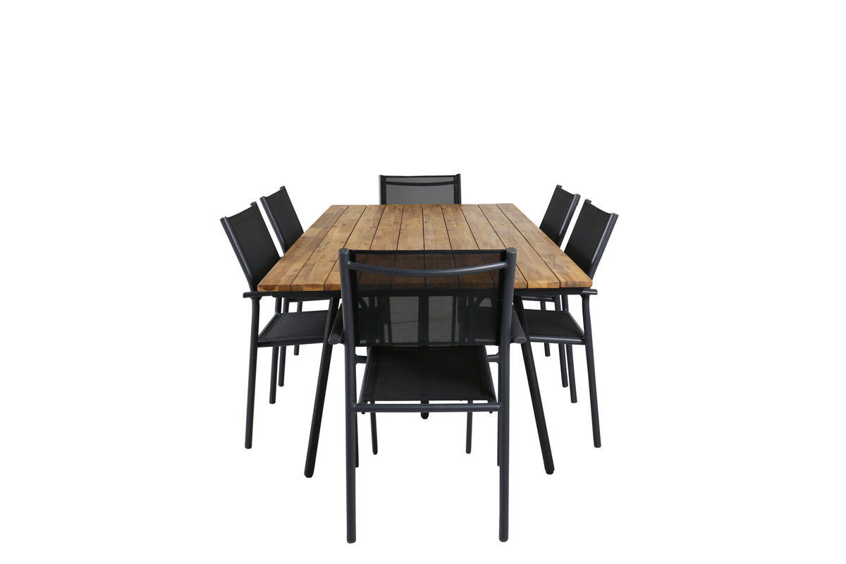 Rectangular Dining Table 74 x 200 x 100 Nature + Dining Chair 2-pack Black