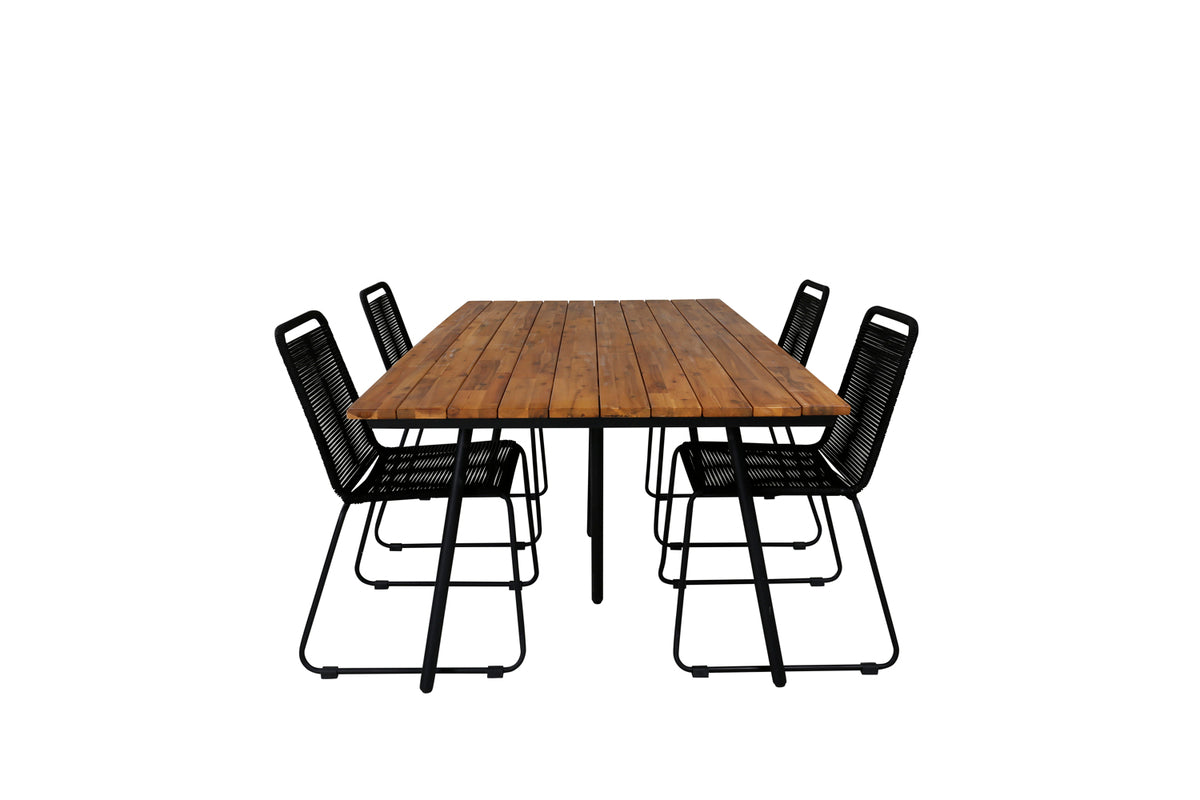 Rectangular Dining Table 74 x 200 x 100 Nature + Dining Chair 2-pack Black
