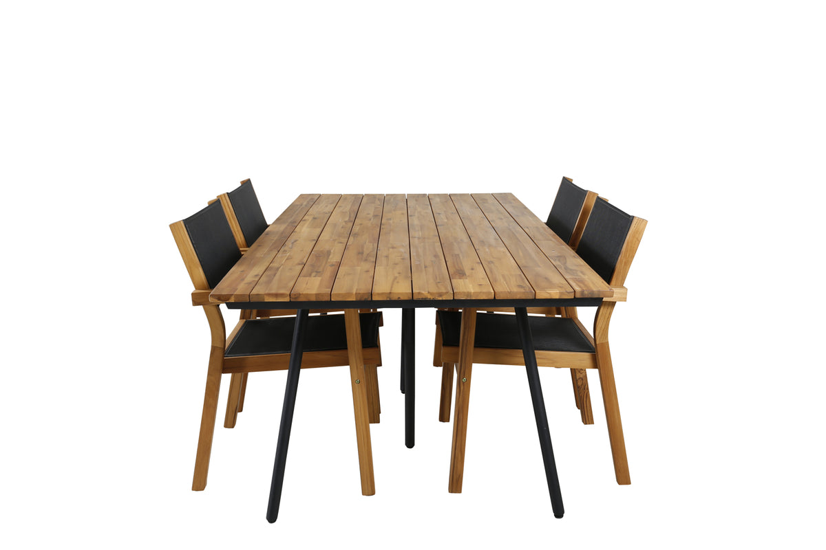 Dining Chair 2-pack Nature + Rectangular Dining Table 74 x 200 x 100 Nature