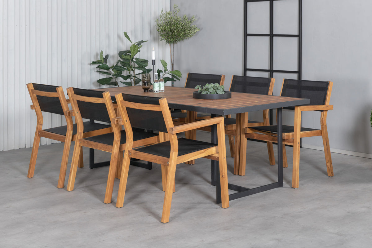 Dining Chair 2-pack Nature + Rectangular Dining Table 75 x 200 x 100 Nature