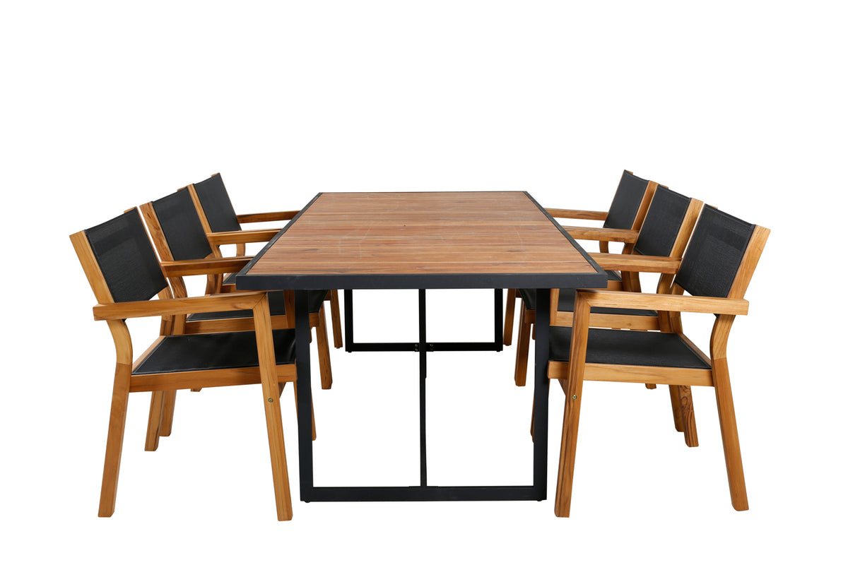 Dining Chair 2-pack Nature + Rectangular Dining Table 75 x 200 x 100 Nature