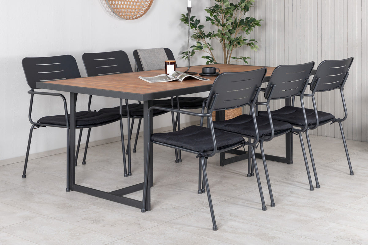 Dining Chair 2-pack Black + Rectangular Dining Table 75 x 200 x 100 Nature