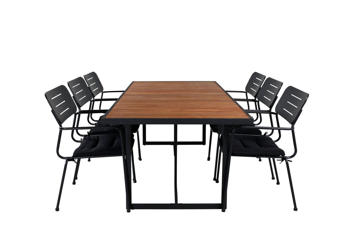 Dining Chair 2-pack Black + Rectangular Dining Table 75 x 200 x 100 Nature