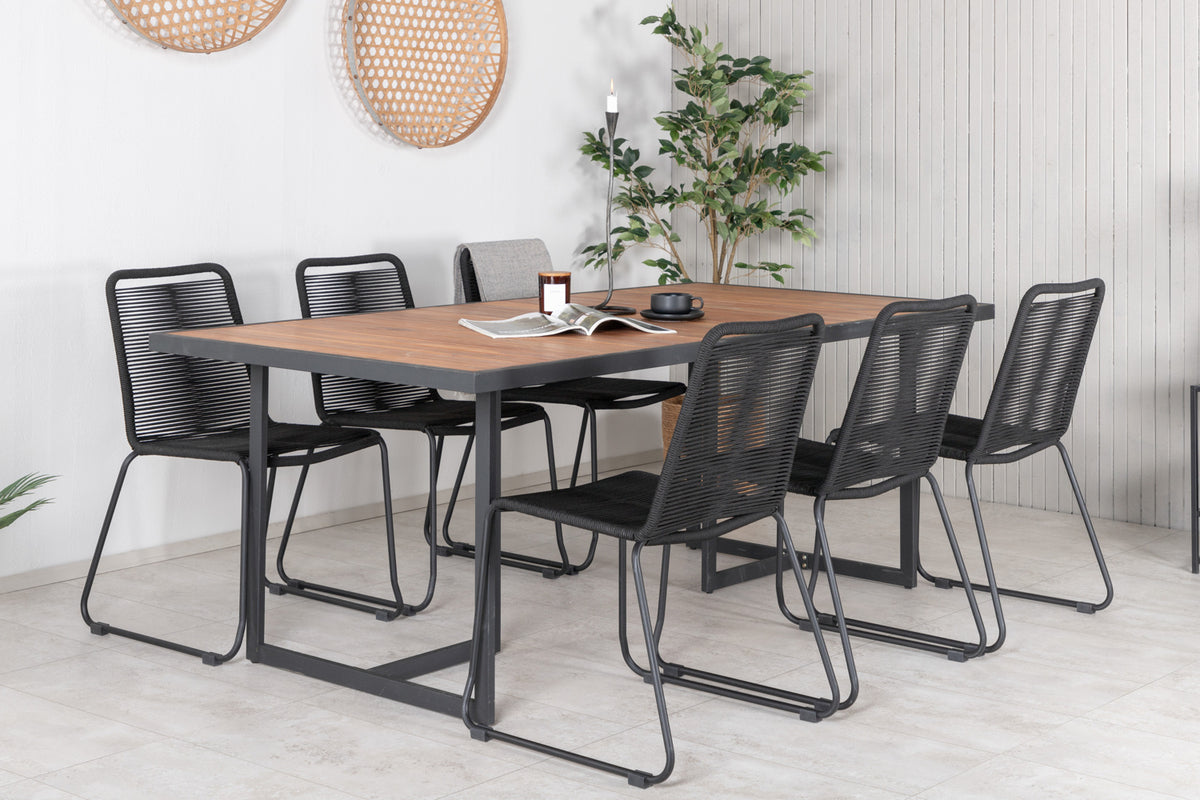 Rectangular Dining Table 75 x 200 x 100 Nature + Dining Chair 2-pack Black
