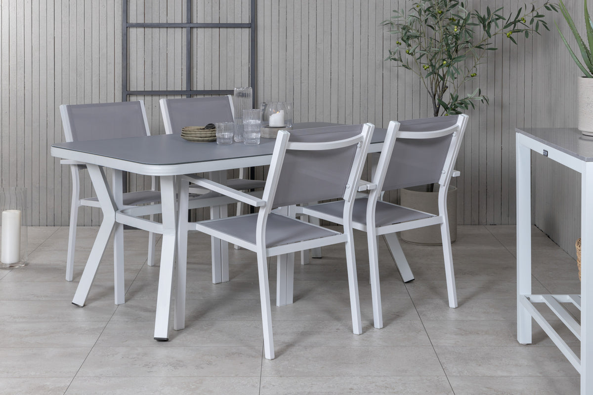 Rectangular Dining Table 74 x 160 x 90 Grey + Dining Chair