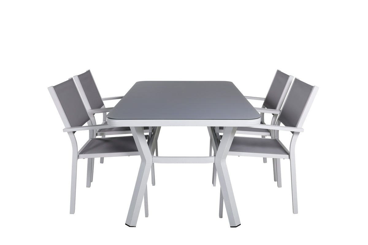 Rectangular Dining Table 74 x 160 x 90 Grey + Dining Chair