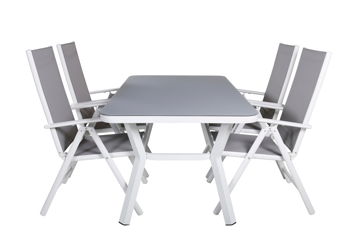 Rectangular Dining Table 74 x 160 x 90 Grey + Position Chair 2-pack Grey
