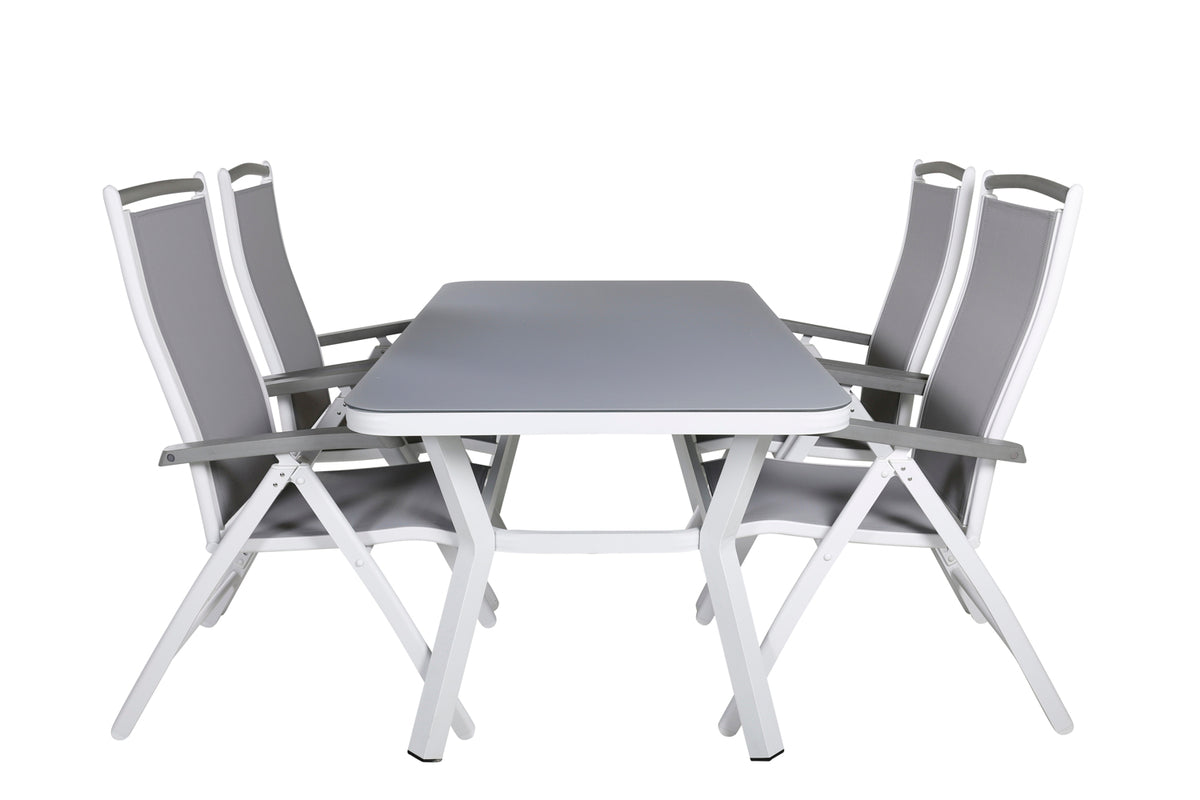 Rectangular Dining Table 74 x 160 x 90 Grey + Position Chair 2-pack White