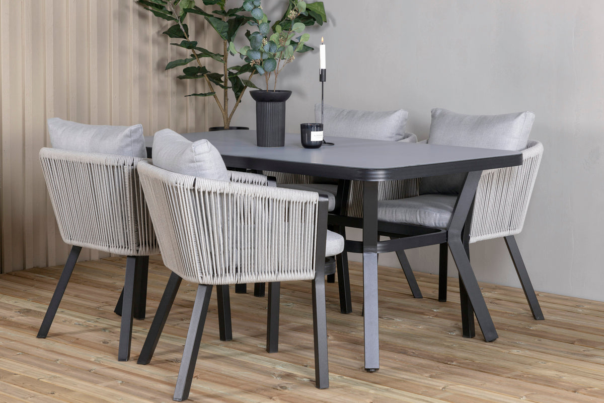 Rectangular Dining Table 74 x 160 x 90 Black + Dining Chair 2-pack Black