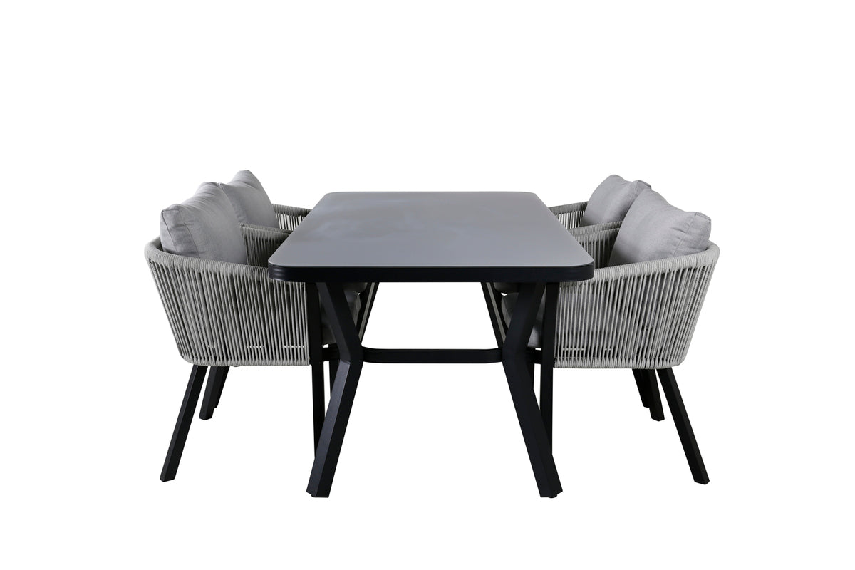 Rectangular Dining Table 74 x 160 x 90 Black + Dining Chair 2-pack Black