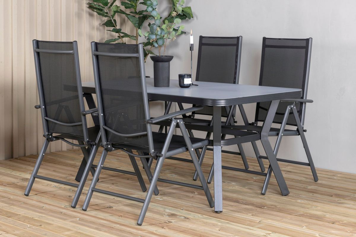 Rectangular Dining Table 74 x 160 x 90 Black + Position Chair 2-pack Black