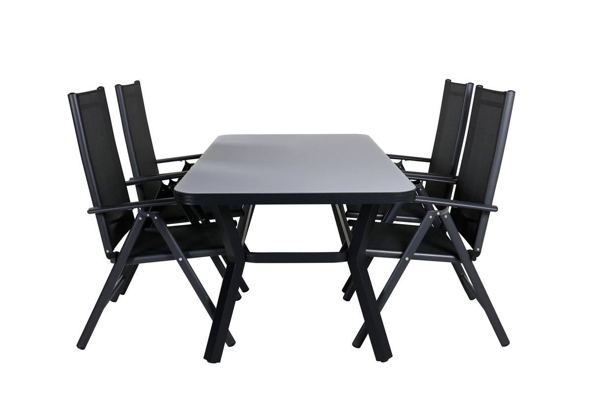 Rectangular Dining Table 74 x 160 x 90 Black + Position Chair 2-pack Black